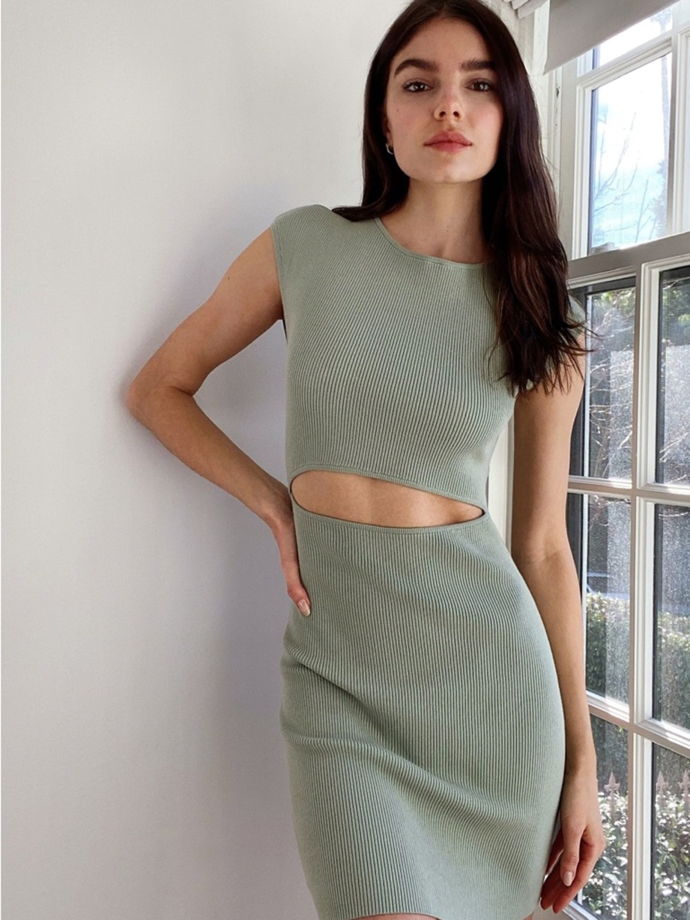 Aritzia Wilfred Free Cut-Out Knit Mini Dress